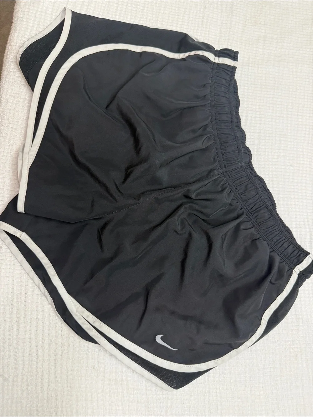 Nike Black Athletic Shorts with White Piping